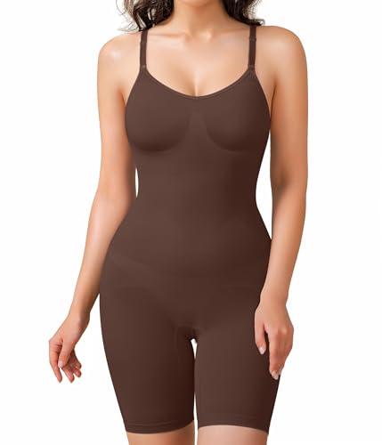 Image of BRABIC Waist Trainer Bodysuit for Women Tummy Control Shapewear Round Neck Seamless Butt Lifter Full Body Shaper