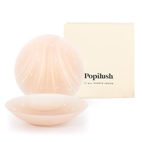 Image of Popilush Nipple Covers for Women Sticky Bra Silicone Adhesive - Breathable Invisible Reusable for Wedding, Backless Dresses