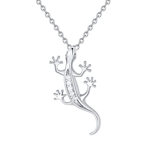 Collier gecko en argent pour femme avec pendentif cubzirconia
