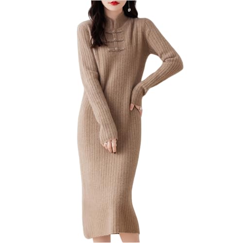 LDXEQIZ Damen Lang Pulloverkleid Herbst...