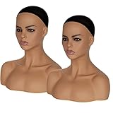 2Pcs Mannequin Head With Shoulders Artificial Eyeball Models Realistic Mannequin Bust Head Dolls For Hat,Wigs,Sunglasses,Jewerly Displaying