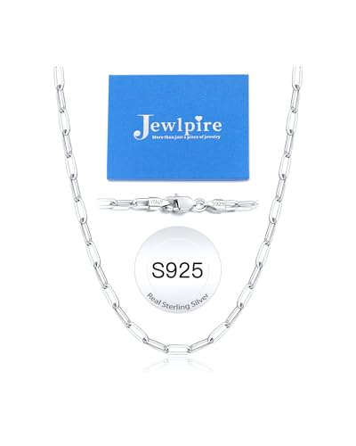 Jewlpire 4mm Paperclip Necklace for Women, 925 Sterling Silver Chain Necklace for Women, Silver Necklaces Women's Chains Necklaces 18 Inch