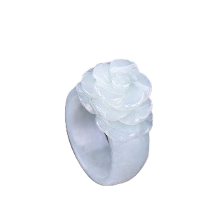 Bague fleur de jade émeraude femme, bijoux véritables pierre de jade jadéite 18mm