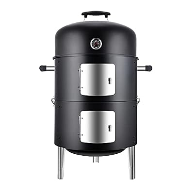 SUNLIFER Charcoal BBQ Grill, Heavy Duty 3-in-1 Barbecue Smoker Grill for Garden Camping Outdoor Cooking and Grilling