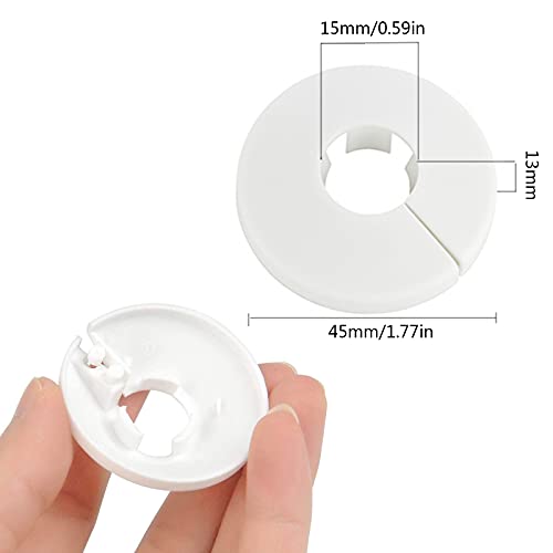 FOGAWA 20 Stück Heizkörper Rohrabdeckungen Heizkörperrosette Heizungsrohr Abdeckung Rohrschellen Kunststoff Einzel Rosetten Rohrmanschette Abdeckrosette für 15 mm Durchmesser Rohr (Weiß)