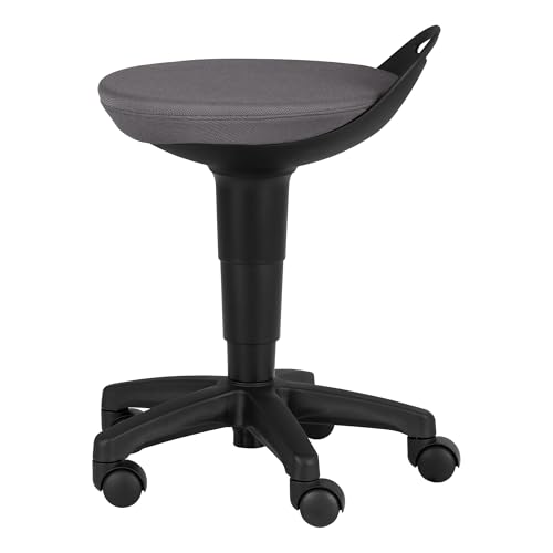 Image of Rolling Adjustable-Height Padded Stool - Dark Grey