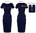 VFSHOW Womens Work Business Office Front Zipper Peplum Slim Pencil Bodycon Dress Professional Elegant Career Office-Wear Church Fitted Sheath Dress (Navy Blue, Large) 11095 BLU L