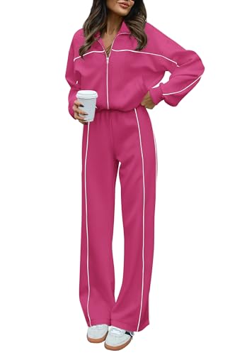Image of BTFBM Women's Two Piece Tracksuit Fall 2026 Long Sleeve Zip Up Sweatshirt Long Pants Outfits Jogger Sweatsuit Sets