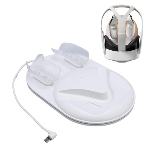 Muelle de Carga Magnética del Soporte de Soporte de Carga de Auriculares VR para Accesorios VR con 2 Baterías Recargables de 15 W Indicador de LED de Adaptador