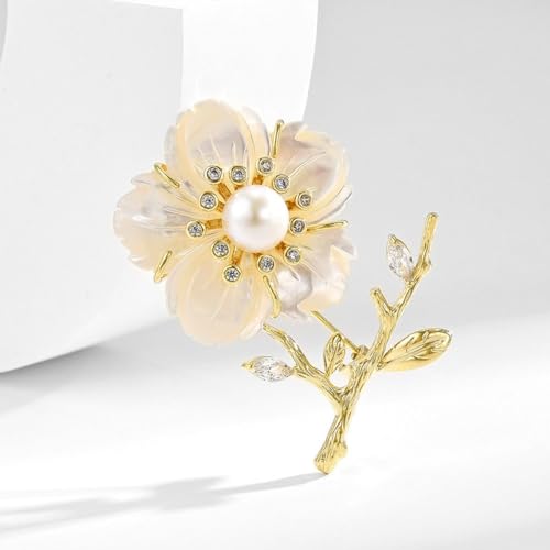 Image of Flower Brooch Pin Rhinestones Pearl Flower Brooches Floral Pin Jewelry for Women Girls