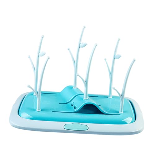 Mikikit Egoutte Biberon Portable Multifonction Bleu Support Compact avec Bac à Eau Amovible Casier de Rangement pour Biberons et Accessoires pour Voyage...