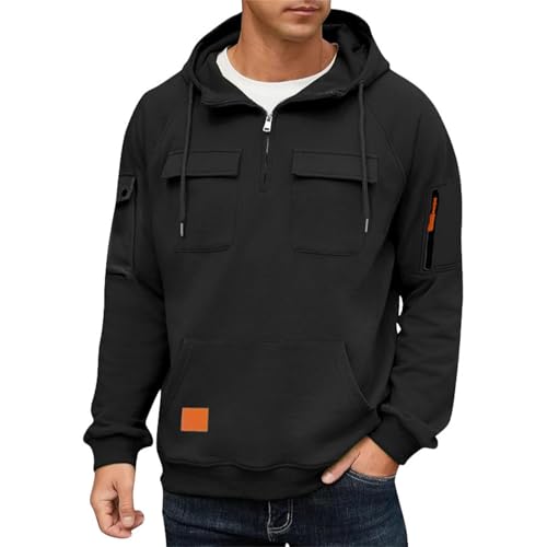Tactical Hoodies for Men Quarter Zip Oversized Big and Tall Pullover Fashion Sweatshirt Fall Winter Tops 2025 Clothes3