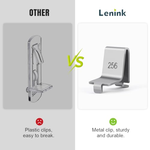 Image of Lenink 256P-ZC Adjustable Pilaster Shelf Clip, 14 Pcs Black Shelving Brackets Clips for Metal and Wood Shelving, Silver