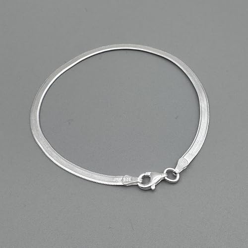 Pulsera de plata 925 para mujer 3mm cadena plana miniatura 3
