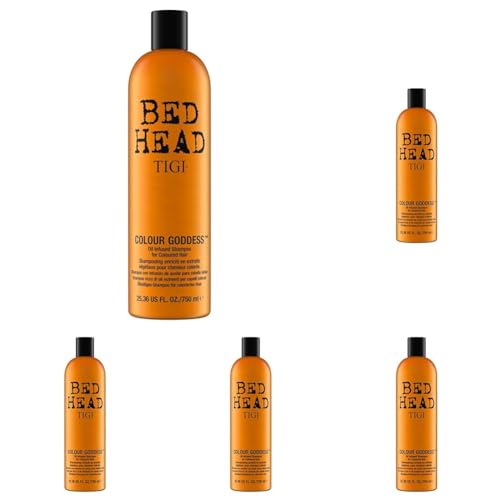 Bed Head by TIGI 750ml Colour Goddess Shampoo Multipack - 5-Pack XXL Colour Protect, Salon Professional Shampoo for Dry, Damaged & Coloured Hair, Enhances Gloss & Shine for Smooth Frizz Control