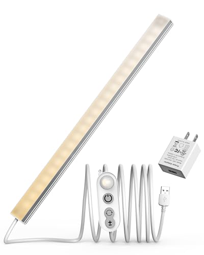 Image of ASOKO Motion Sensor Dimmable Led Under Cabinet Lighting,14.5in USB Plug-in Under Desk Light with 3 Color Changing(2700K, 4000K,6000K),Dimmable LED Light Bar for Home Kitchen,Cabinet,Pantry