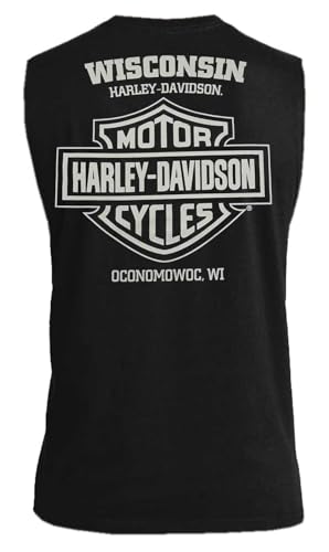 Harley-Davidson Men's Fastened Bar & Shield Sleeveless Cotton Muscle Tee, Black2