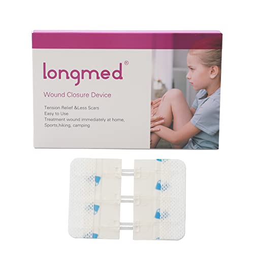Longmed Emergency Wound Closure Strips Butterfly Bandages Zip Stitch Sutures Adhesive Bandages for First Aid Zipper Laceration Repair Without Stitches for Wound Care (S)