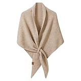 wocharm Women's Pashmina Shawl Wraps, Soft Open Front Poncho Sweater, Knitted Shawls Wool Cashmere Shoulder Top Sweater Shawls Triangle Scarf (Khaki)
