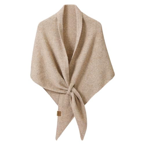 wocharm Womens Pashmina Shawl Wraps Soft Open Front Poncho Sweater Knitted Shawls Wool Cashmere Shoulder Top Sweater Shawls Triangle Scarf (Khaki)