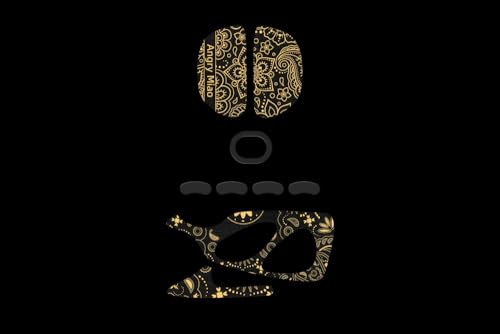 Image of Angry miao Infinity Mouse Replacement Rubber Foot & Anti Slip Sticker, Skates with Anti Slip Grip Tape for Gaming, Smooth Glide and Control, Compatible with AM Infinity Mouse - Gold Paisley