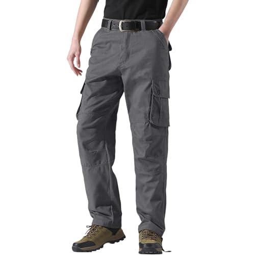 Generisch Pantalones de senderismo largos para hombre, pantalones cargo elásticos para hombre, pantalones rectos, pantalones de ocio, ajustados, pantalones de trekking, corte regular, pantalones de