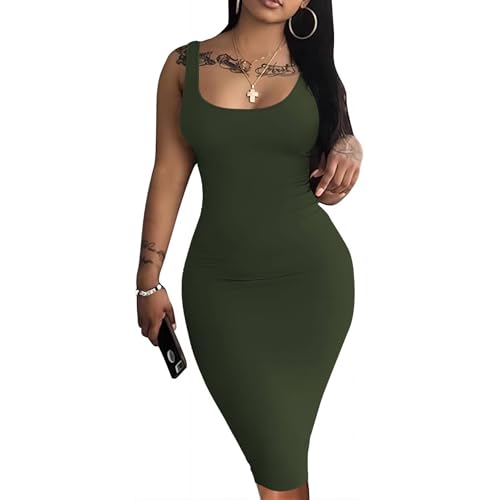 Image of Mrskoala Women Midi Tank Dresses Sexy Club Casual Dress Summer