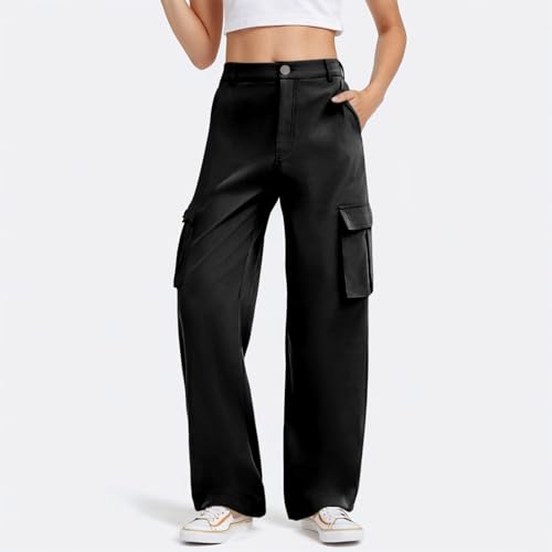 Women High Waisted Cargo Pants Wide Leg Casual Pants Baggy Stretchy Wide Leg Y2K Streetwear with Pockets2