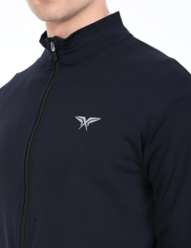 Image of HALFSPACE Men's Lycra Jacket - Lightweight Stretchable Sports & Gym Jacket with Zipper Pockets - Full Sleeve Activewear for Casual & Running