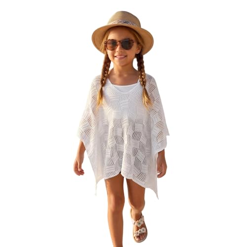 Generisch Traje de baño para niña, versátil, cómodo, práctico para vacaciones en la playa, ropa de verano, ropa de playa, ropa de playa informal, Blanco, 11-12 años