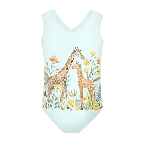 Image of Girls Cartoon Pattern One-Piece Swimsuits Sport Racer Swimwear Beach Bathing Suit, Size 5-14