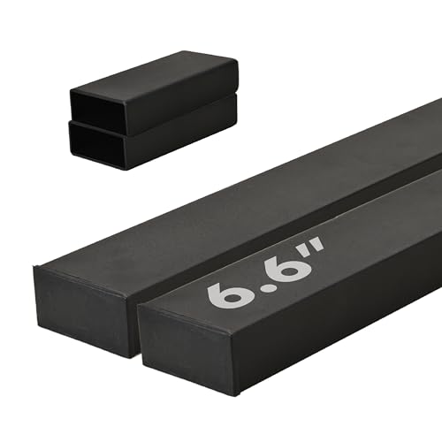 Paquete de 2 pasamanos rectangulares de longitud ajustable 6F6 para sistema de barandilla de cable, riel superior, escalera interior y exterior (negro)