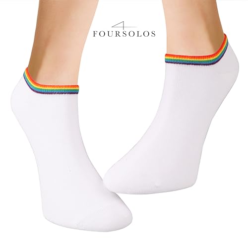 Unisex Cotton Rainbow Booties & Ankle Socks, 4-Pack, Non-Binding, Breathable, Soft, Durable, deal for Everyday Wear4
