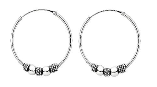 Aros de plata 925 estilo Bali piercing unisex pendientes criollas hechos a mano 18 mm