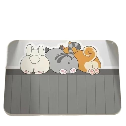 Cartoon Bathroom Soft Diatomaceous Mud Floor Mat, Bathroom Absorbent Foot Mat, Toilet Sink, Bedroom Mat, Carpet(Grey)