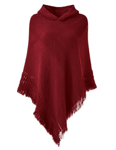 Ferand Ladies' Hooded Cape with Fringed Hem, Crochet Poncho Knitting Patterns for Women - Main Image