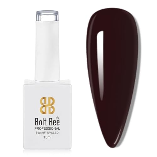 Image of Bolt Bee Dark Brown Color Gel Nail Polish Soak Off UV Gel DIY at Home Manicure Salon Nail Art (187, 15ml)