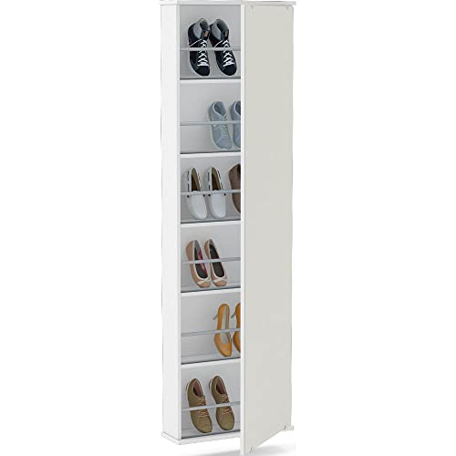 Sapateira Itabuna 1 Porta com Espelho e Prateleiras Branco Politorno