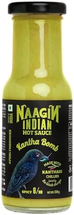 NAAGIN Indian Hot Sauce – Birds Eye Bomb (230g, 8.11 oz) |Spicy| Made with Homegrown Bird's Eye (Green Kanthari) Chillies | Unique Indian-Style Ultimate Green Sauce | 100% Vegan, No Artificial Colour