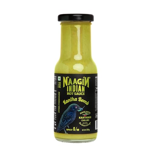 Image of Naagin Kantha Bomb Hot Sauce (230g) | Green Chilli, Fresh, Tangy & Spicy (6 /10) | Vegan | Made with Garlic, Ginger & Turmeric | Perfect for Momos, Snacks & Cooking