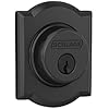 SCHLAGE Lock Company B60CAM622 Series Deadbolt Camelot Rose Single Cylinder Deadbolt, Matte Black
