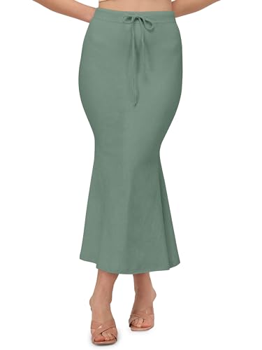 Image of Mehrang Stretchable Saree Shapewear Petticoat for Women, Cotton Blended,Petticoat,Skirts for Women,Shape Wear Dress for Saree (Teal, S)