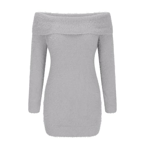 Oplxuo Women's 2024 Fall Winter Off Shoulder Bodycon Sweater Dress Sexy Fuzzy Knit Pullover Short Mini Party Club Dresses3