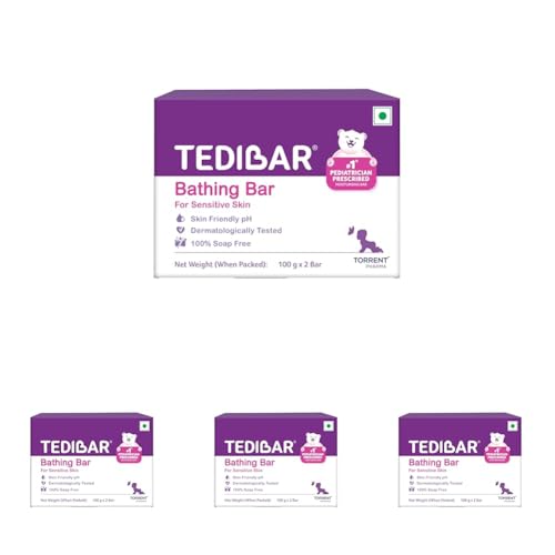 Image of Tedibar Moisturising Baby Bathing Bar 100x2g (Pack of 4) 100% Soap Free No. 1* Pediatrician Prescribed Moisturising Bar - By Torrent Pharma