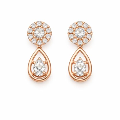 Image of Nilu's Collection Rose Gold Plated Necklace Set With Matching Earrrings For Women And Girls | Anti-Tarnish | Anti-Allergy| Anniversary Gift |Gifting