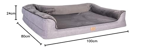 Lebon - Hundebett Balou Plus - Orthopädisch - Bis 90 Grad waschbar - 100x80cm - Dicke Liegefläche - Hochwertig und Made IN EU