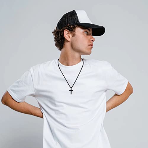 IEFLIFE Cross Necklaces Gifts for Men, Silver/Black/Gold Cross Necklace Box Chain Necklace for Men, Fathers Day Christmas Religious Baptism Christian Gift for Dad Son Boyfriend Husband Step Dad2