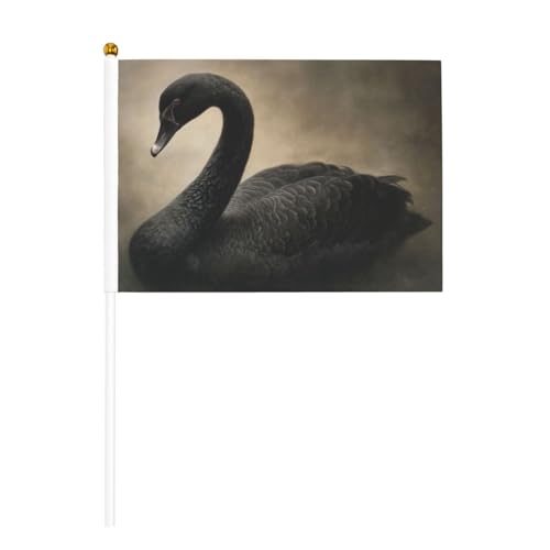 Dark Academia - Banderas pequeñas de mano vintage de cisne negro, mini banderas en palo para fiestas, actividades de equipo, desfiles, decoración de vacaciones, paquete de 10