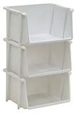United Solutions SB0057 Mini Stack Bin Three Pack in White-3 Multi Use White Vertical Storage Organizational Bins Designed to Organize your Home or Office