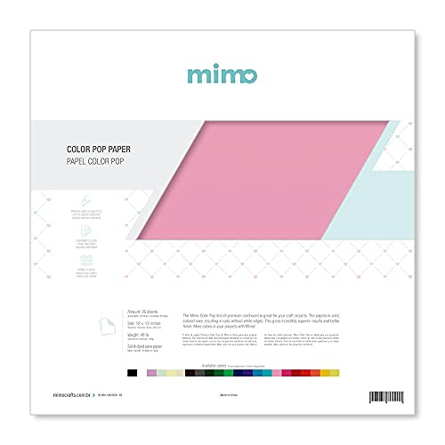 Mimo Papel Color Pop Rosa Chiclete - 30,5 x 30,5 cm - 180 gr - 25 unds - Possui Massa Colorida - Fib